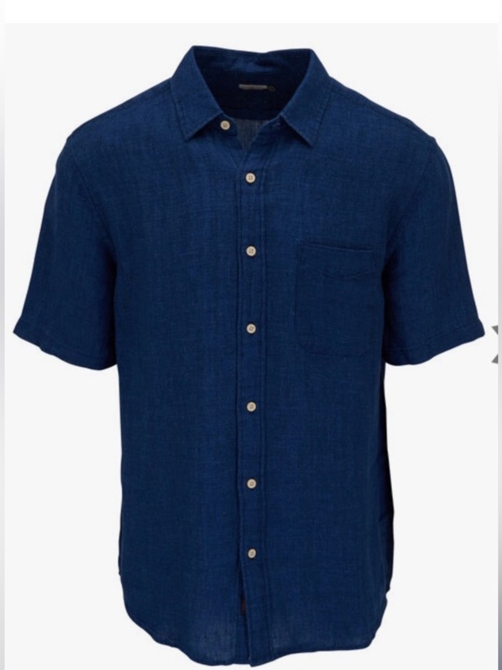 Faherty Indigo Basketweave Linen Short Sleeve Laguna Shirt Large